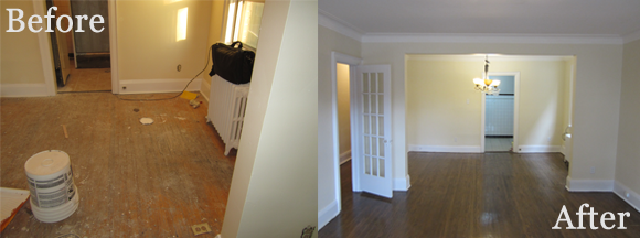 Family Room before and after